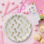 金ゴールドパイナップルパターン ペーパープレート (パーティー)