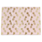 金ゴールドパイナップルパターン ラージペーパーバッグ (正面)