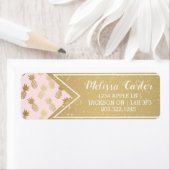 金ゴールドパイナップルパターン&リボン ラベル (インサイチュ)