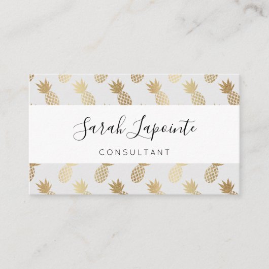 金ゴールドパイナップルパターン 名刺 (正面)