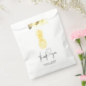金ゴールドパイナップルビーチ結婚式ありがとう フェイバーバッグ (封をした状態)