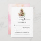 金ゴールドパイナップルビーチ結婚式 出欠カード (正面/裏面)