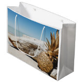 金ゴールドパイナップルビーチ ラージペーパーバッグ (正面アングル)