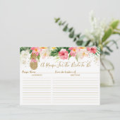 金ゴールドパイナップルフローラ熱帯ブライダルレシピカード 招待状 (スタンド正面)