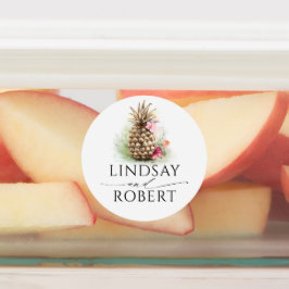 金ゴールドパイナップルフローラ熱帯防水シール ラベル