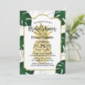 金ゴールドパイナップルブライダルシャワートレンディーホワイトマーブル 招待状 (スタンド正面)