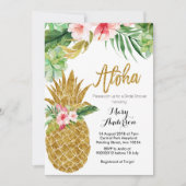 金ゴールドパイナップルブライダルシャワー招待多肉食 招待状 (正面)