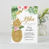 金ゴールドパイナップルブライダルシャワー招待多肉食 招待状 (スタンド正面)