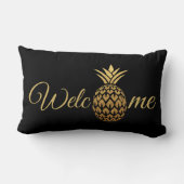 金ゴールドパイナップルブラックウェルカム ランバークッション (裏面)
