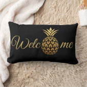 金ゴールドパイナップルブラックウェルカム ランバークッション (ブランケット)