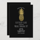 金ゴールドパイナップルブラックモダンシック熱帯パーティー 招待状 (正面/裏面)