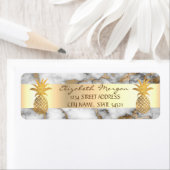 金ゴールドパイナップルホワイト金ゴールド大理石ストライプの ラベル (インサイチュ)