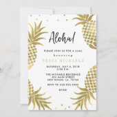 金ゴールドパイナップルルアウ(ハワイ式宴会)パーティの招待状 招待状 (正面)