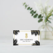 金ゴールドパイナップル熱帯パーム葉モダン 名刺 (スタンド正面)