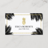 金ゴールドパイナップル熱帯パーム葉モダン 名刺 (正面)