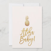 金ゴールドパイナップル熱帯フローラアロハベビーシャワー 招待状 (裏面)