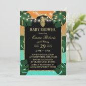 金ゴールドパイナップル熱帯ルアウ(ハワイ式宴会)ベビーシャワー 招待状 (スタンド正面)