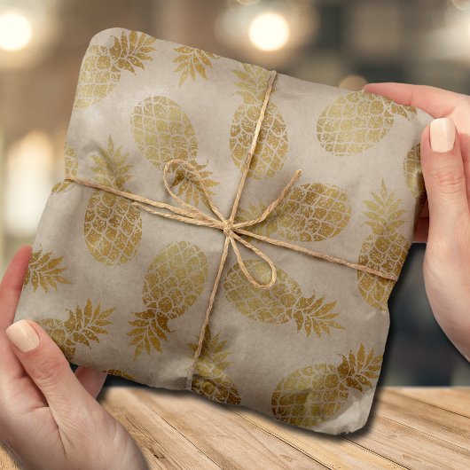 金ゴールドパイナップル熱帯 薄葉紙