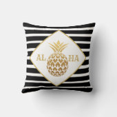 金ゴールドパイナップル白黒アロハトロピカル クッション (裏面)