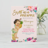 金ゴールドパイナップル第1誕生日招待状 招待状 (スタンド正面)
