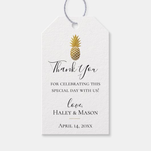金ゴールドパイナップル結婚の感謝のギフトラベル ギフトタグ (正面)