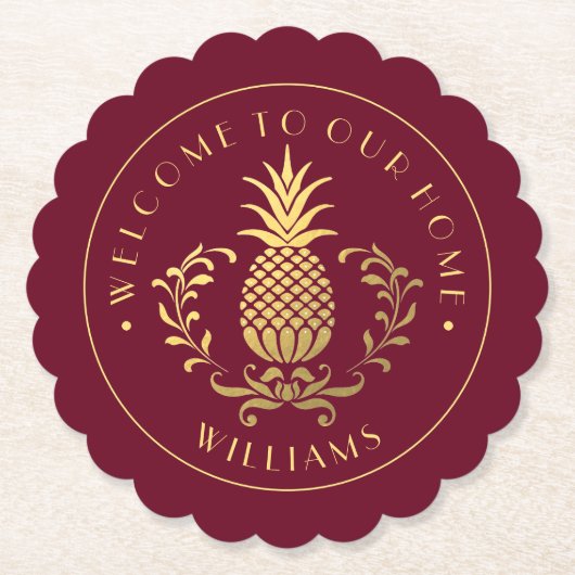 金ゴールドパイナップル |ファミリ名 ペーパーコースター (正面)
