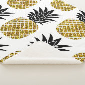 金ゴールドパイナップル：手描き白シームレス。 シェルパブランケット (3/4)