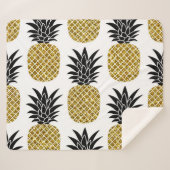 金ゴールドパイナップル：手描き白シームレス。 シェルパブランケット (正面(横))