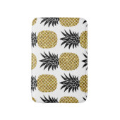 金ゴールドパイナップル:手描き白シームレス。 バスマット (正面縦)