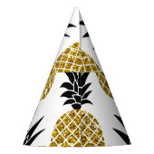 金ゴールドパイナップル：手描き白シームレス。 パーティーハット (裏面)