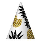金ゴールドパイナップル：手描き白シームレス。 パーティーハット (左)