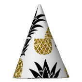 金ゴールドパイナップル：手描き白シームレス。 パーティーハット (右)