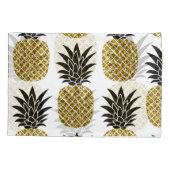 金ゴールドパイナップル:手描き白シームレス。 枕カバー (裏面)