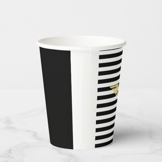 金ゴールドパイロットウィングブラックとホワイトストライプの金ゴールド 紙コップ (右)