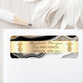 金ゴールドパインストライプアップル黒折り大理石 ラベル (インサイチュ)