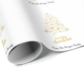 金ゴールドパインツリースターズメリークリスマス ラッピングペーパー (ロールコーナー)