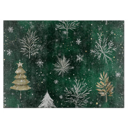 金ゴールドパインツリーズシルバースノーフレークスハンターグリーン カッティングボード