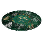 金ゴールドパインツリーズシルバースノーフレークスハンターグリーン カッティングボード (角)