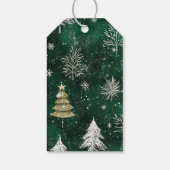 金ゴールドパインツリーズシルバースノーフレークスハンターグリーン ギフトタグ (裏面)