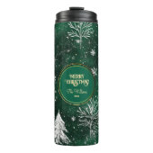 金ゴールドパインツリーズシルバースノーフレークスハンターグリーン タンブラー (正面)