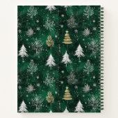 金ゴールドパインツリーズシルバースノーフレークスハンターグリーン ノートブック (裏面)