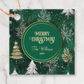 金ゴールドパインツリーズシルバースノーフレークスハンターグリーン フェイバータグ (正面)