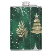 金ゴールドパインツリーズシルバースノーフレークスハンターグリーン フラスク (裏面)