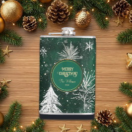 金ゴールドパインツリーズシルバースノーフレークスハンターグリーン フラスク