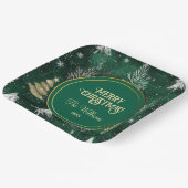 金ゴールドパインツリーズシルバースノーフレークスハンターグリーン ペーパープレート (傾斜あり)