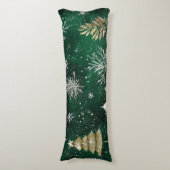 金ゴールドパインツリーズシルバースノーフレークスハンターグリーン ボディピロー (正面縦)