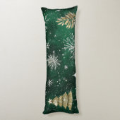 金ゴールドパインツリーズシルバースノーフレークスハンターグリーン ボディピロー (裏面 (縦))