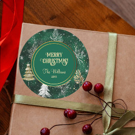 金ゴールドパインツリーズシルバースノーフレークスハンターグリーン ラウンドシール