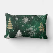 金ゴールドパインツリーズシルバースノーフレークスハンターグリーン ランバークッション (正面)