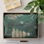 金ゴールドパインツリーズシルバースノーフレークスハンターグリーン 薄葉紙 (ギフト)